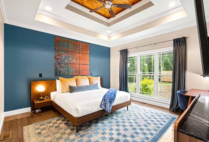 Bedroom at a villa in Swannanoa.