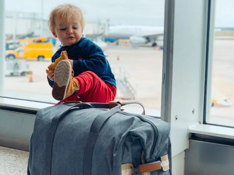 Toddler with Storksak hand luggage