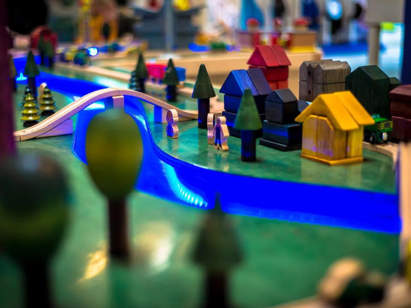 Tiny town made of building blocks at Sacramento Children's Museum