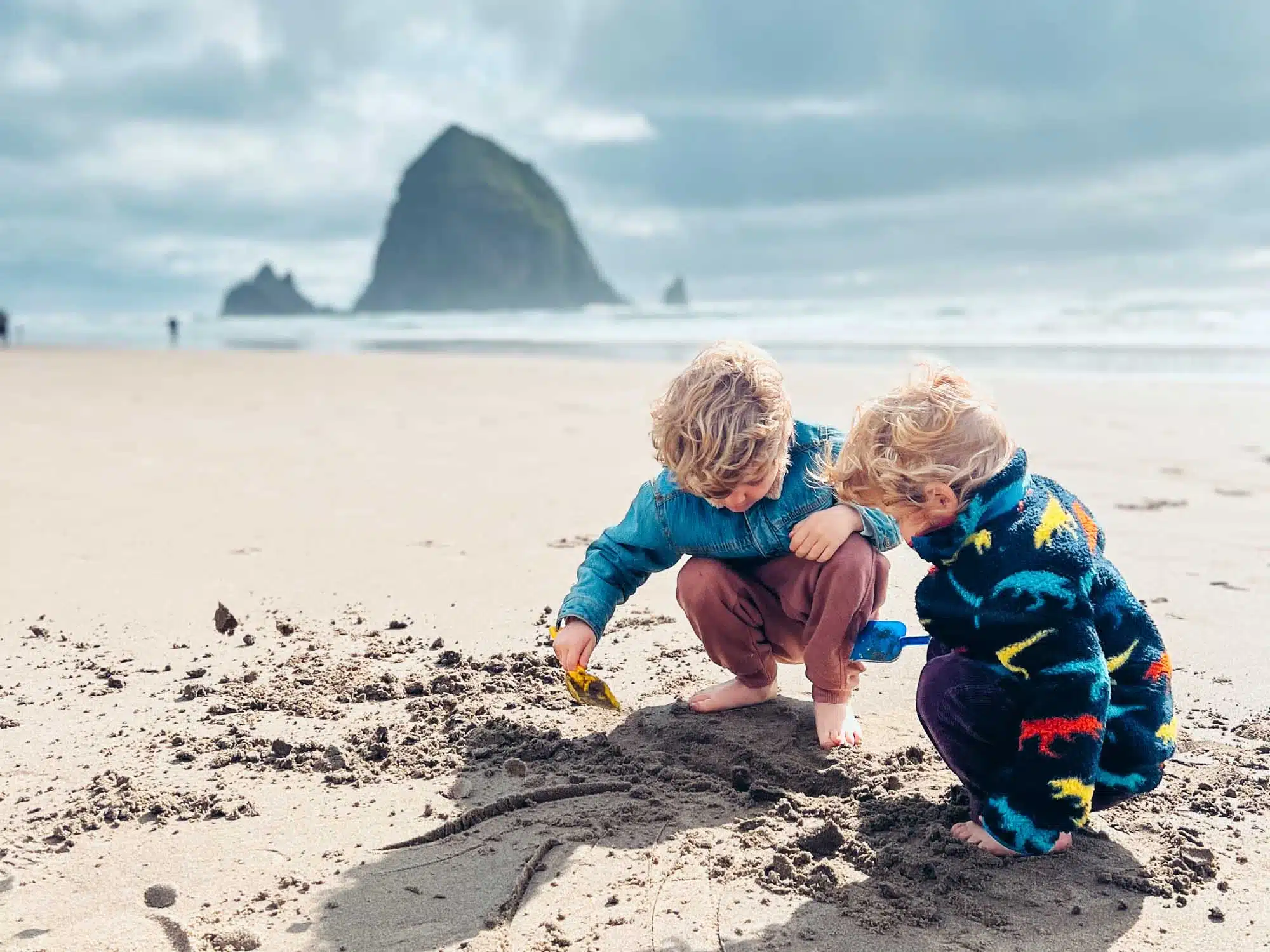 Kids playing on Cannon Beach