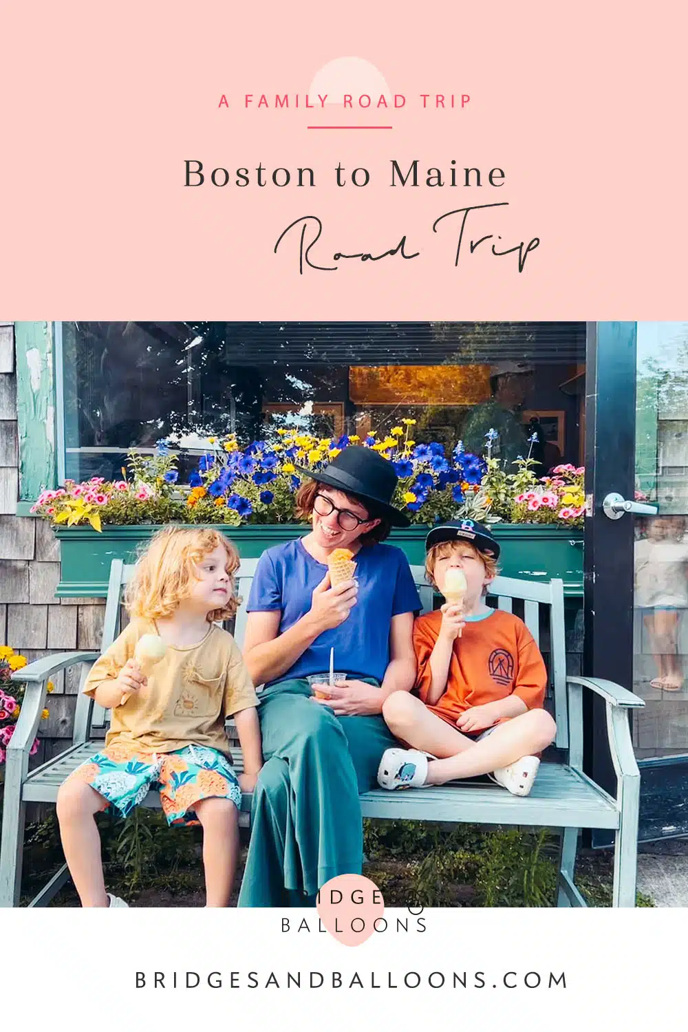 Pinterest pin that reads road trip from Boston to Maine