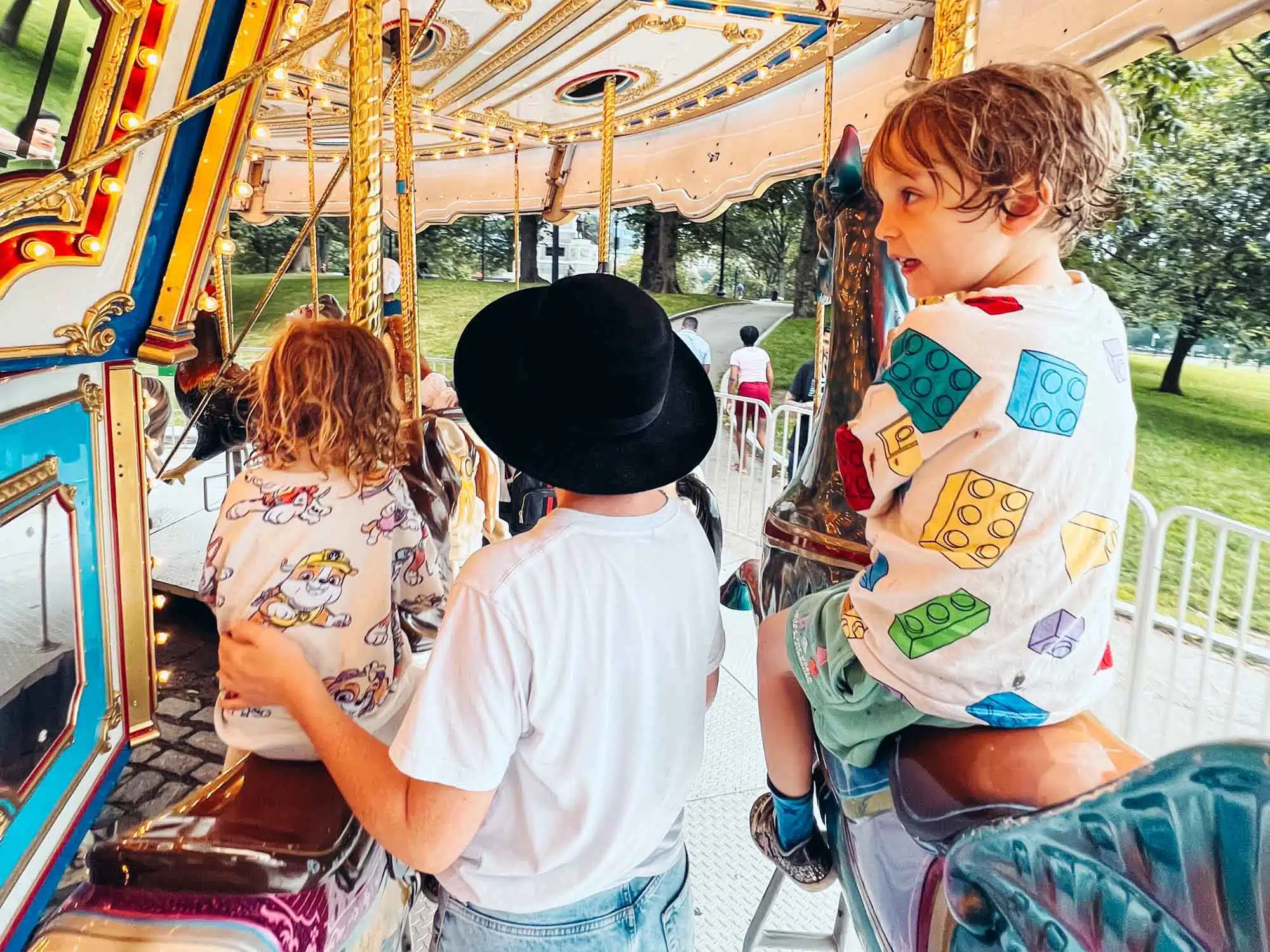 Arlo and Ottis at Carousel Boston Common