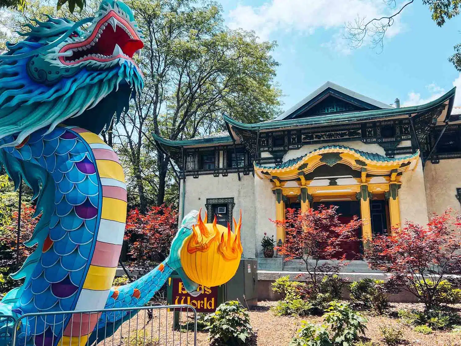 Franklin Park zoo lanterns and dragon
