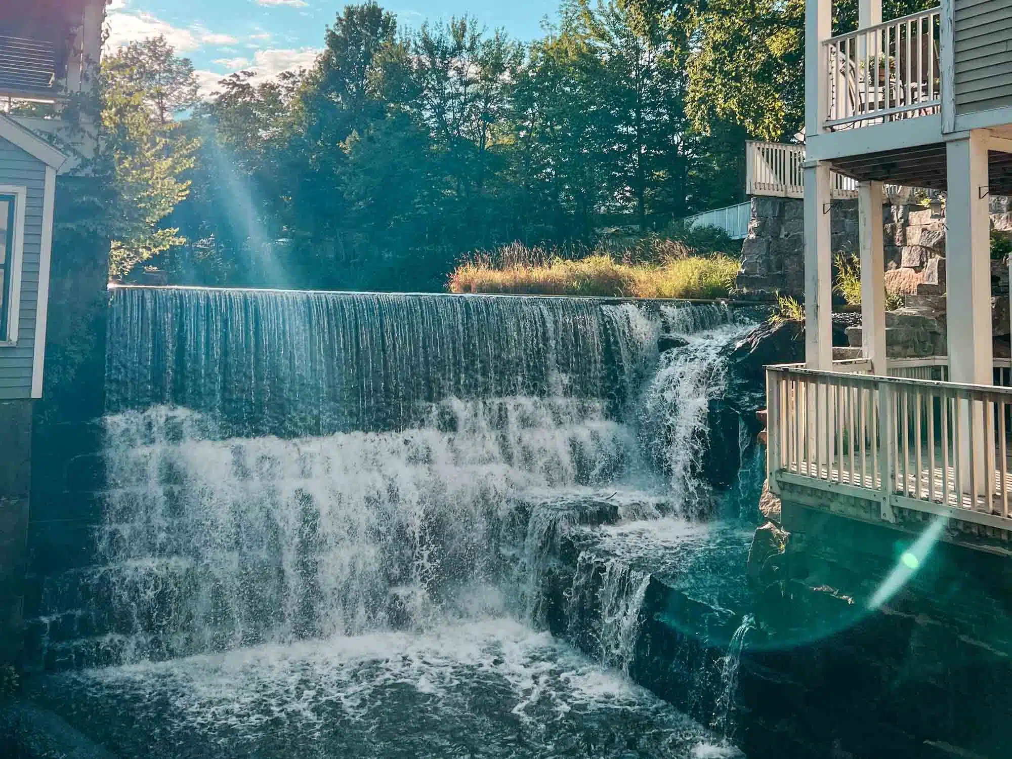 A close up photo of Megunticook Falls Camden ME