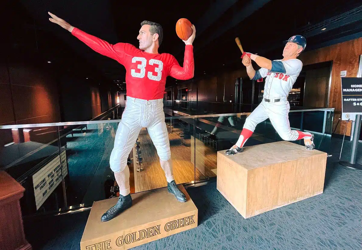 Wooden sculptures at The Sports Museum in Boston