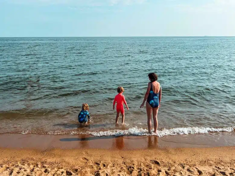 Victoria and kids at Madison Beach.