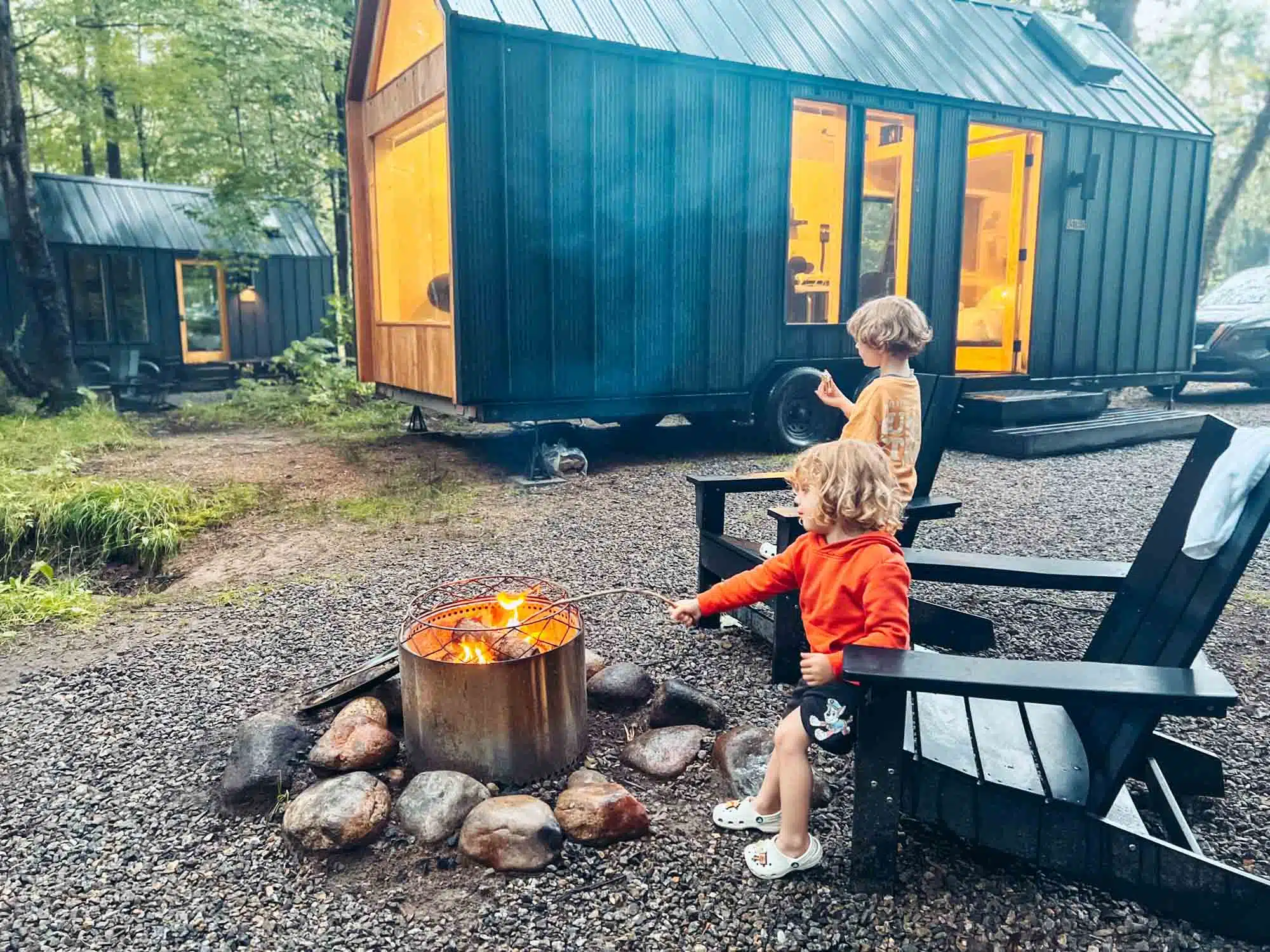 Making smores Lumen Nature Retreat