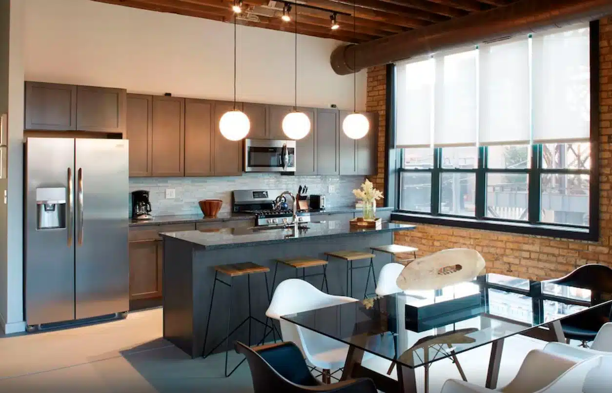 Kitchen in a 3 bedroom loft in Chicago.