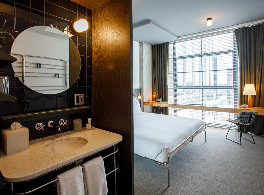 A view of the ensuite bathroom at The Emily Hotel.