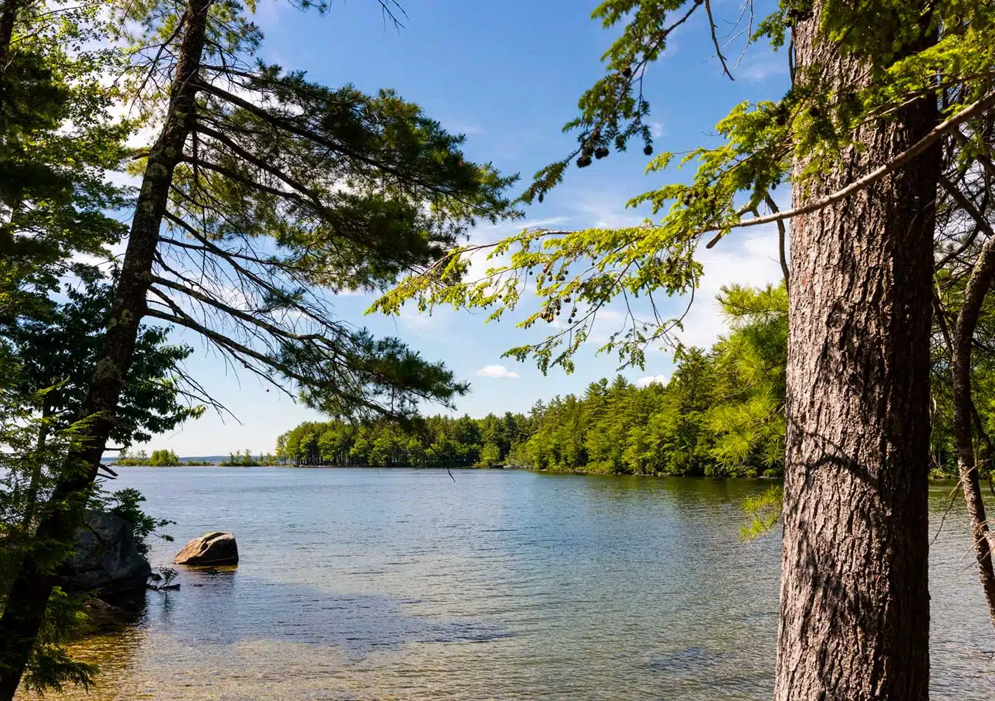 View of a lake in Point Sebago Resort.