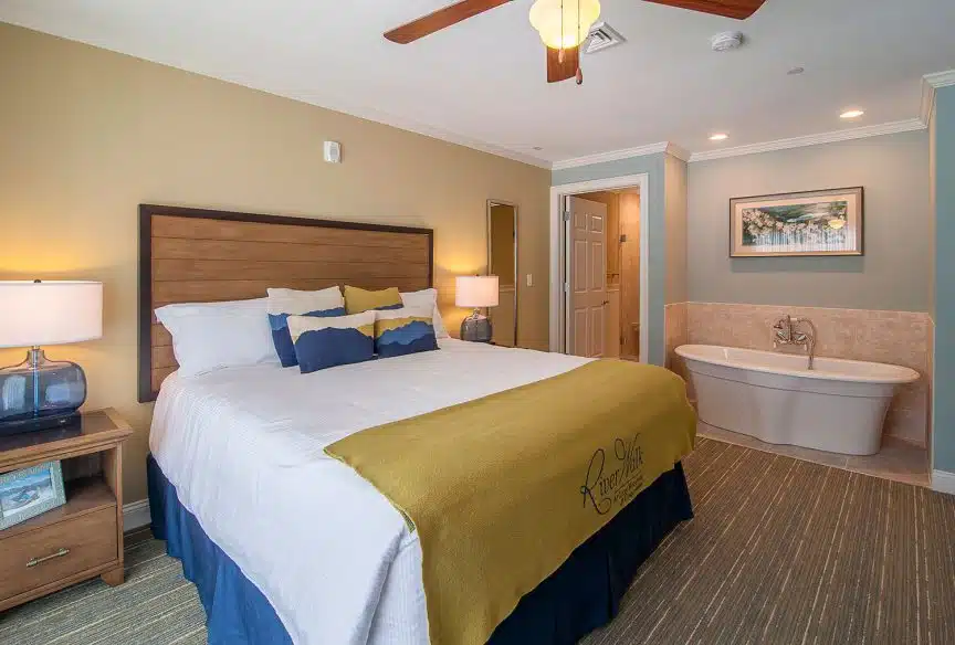One bedroom at the River Walk Resort.