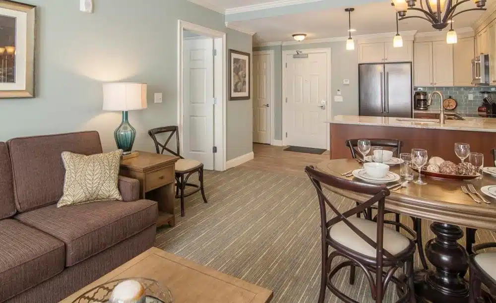 Living area of a suite at the River Walk Resort.