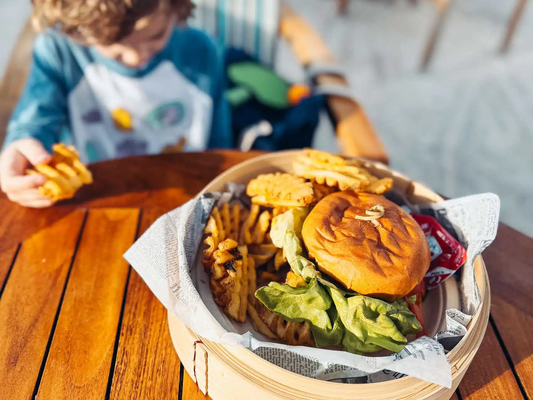 Burger at pool at Isla Bella Marathon.