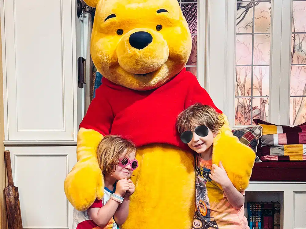 Meeting Winnie the Pooh at Disney.