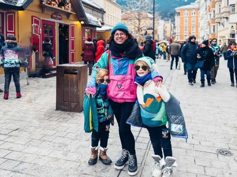 Victoria and kids in Innsbruck, Austria.