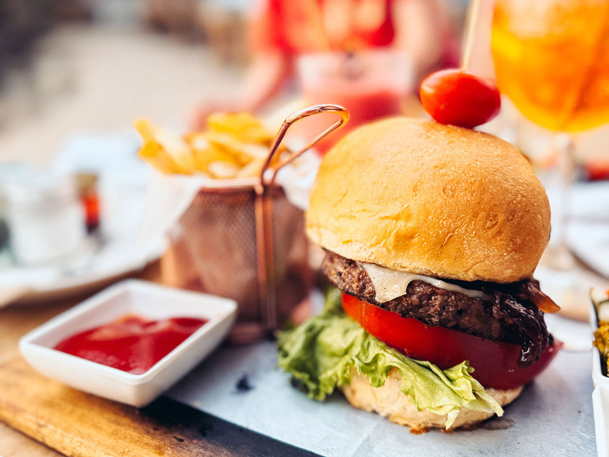 Burger at La Luna Nosara, Costa Rica.