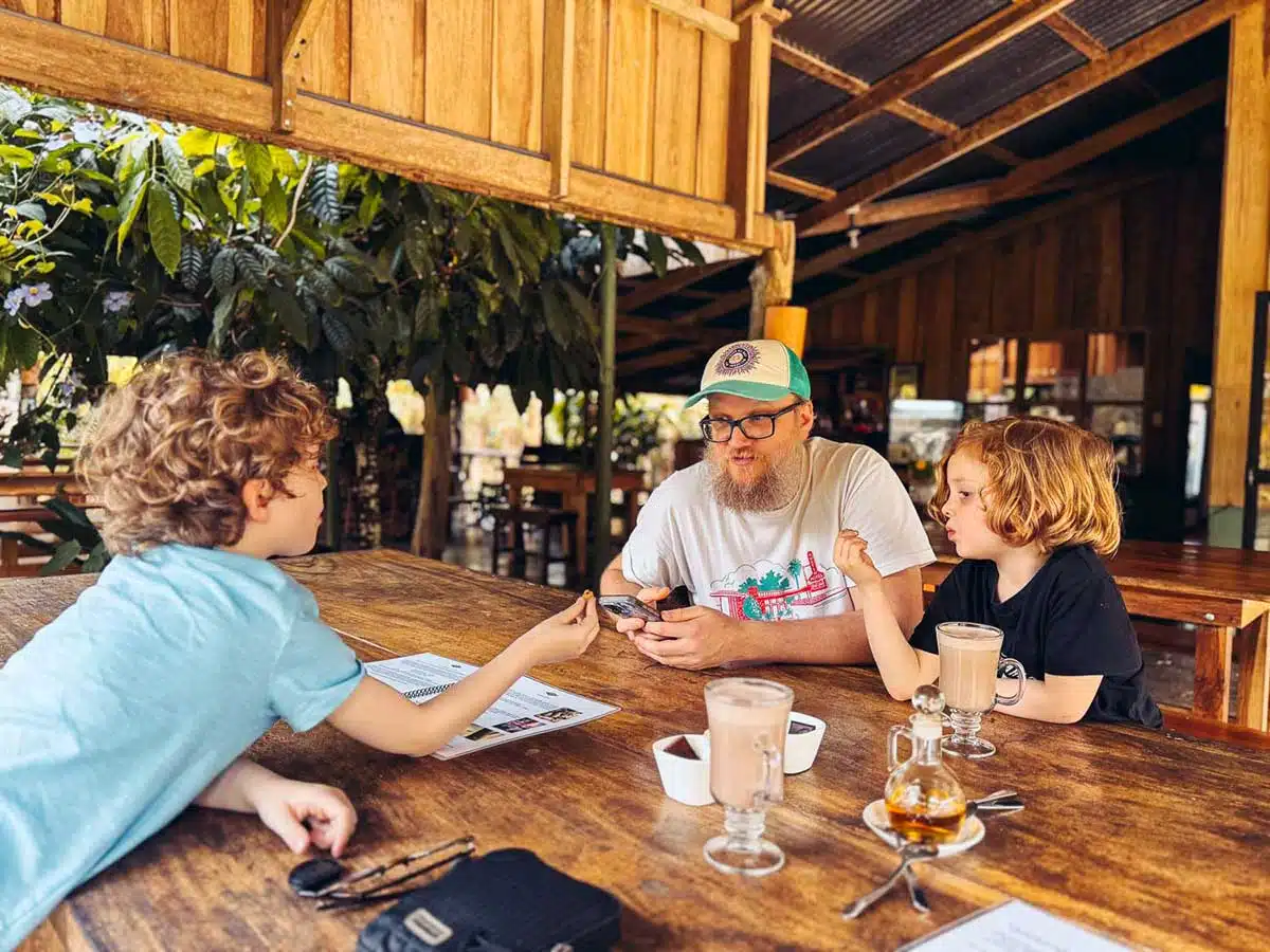 Chocolate tasting at Finca Amistad.