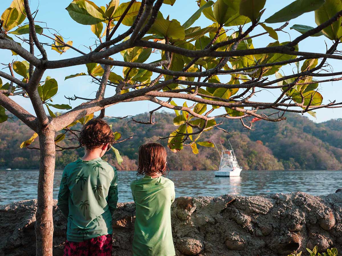 Kids and view of Isla Chiquita.