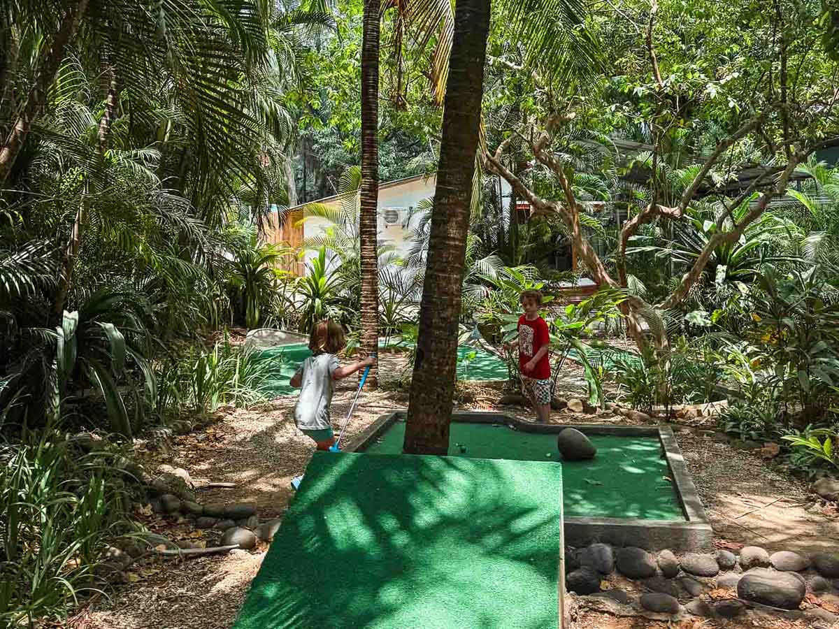Playing mini golf in Nosara, Costa Rica.
