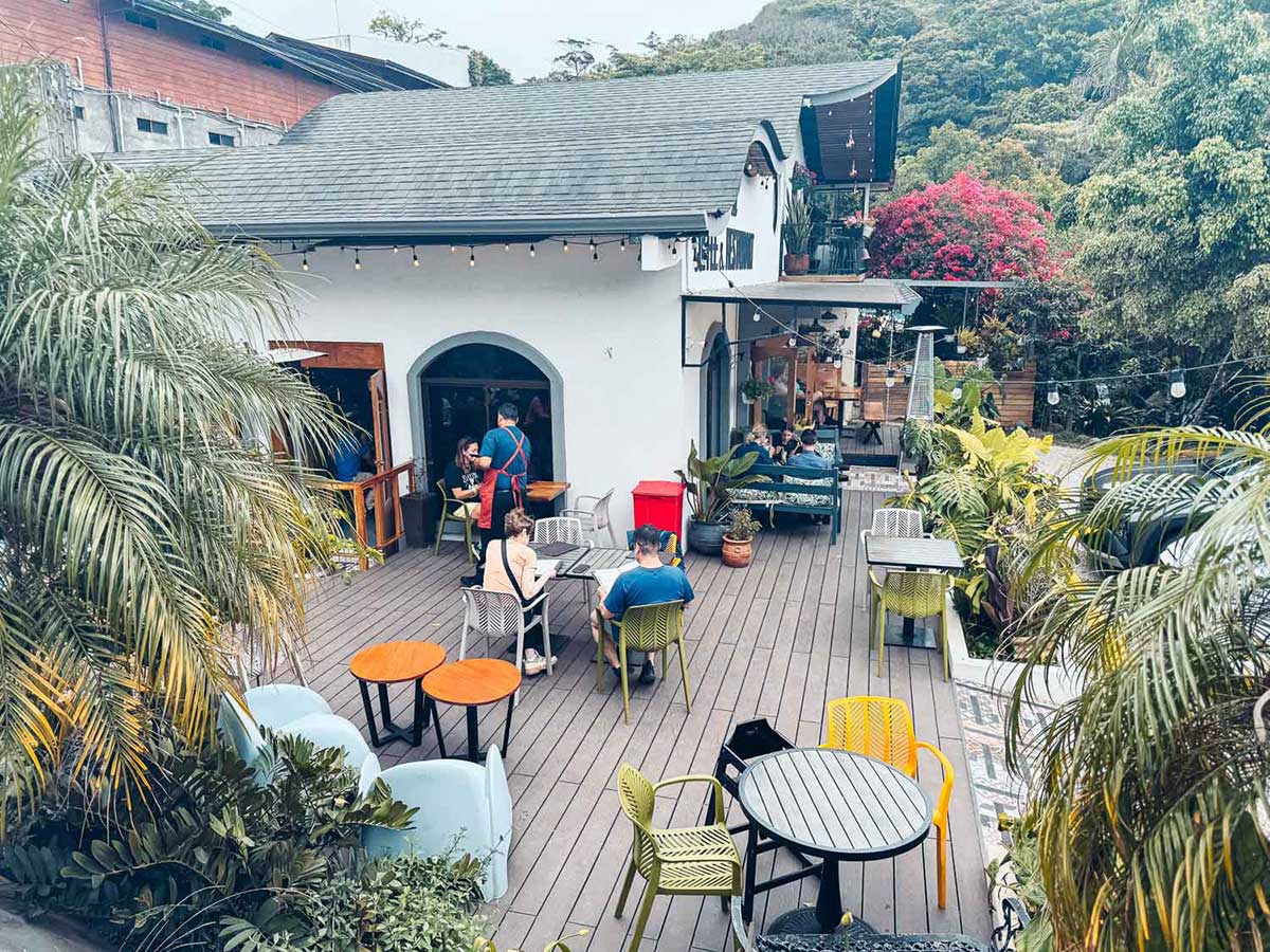 Outdoor seating at Orchid Cafe Monteverde.
