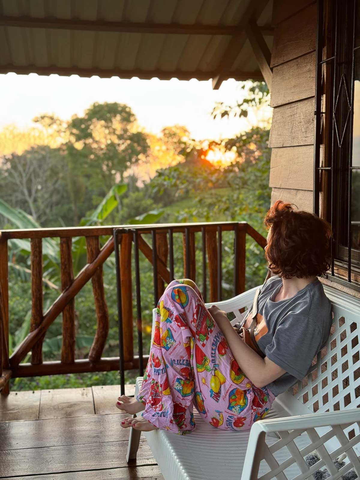 Victoria at Fortuna treehouse.