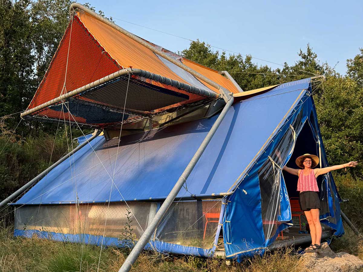Victoria in a tent at La Belle Folie.