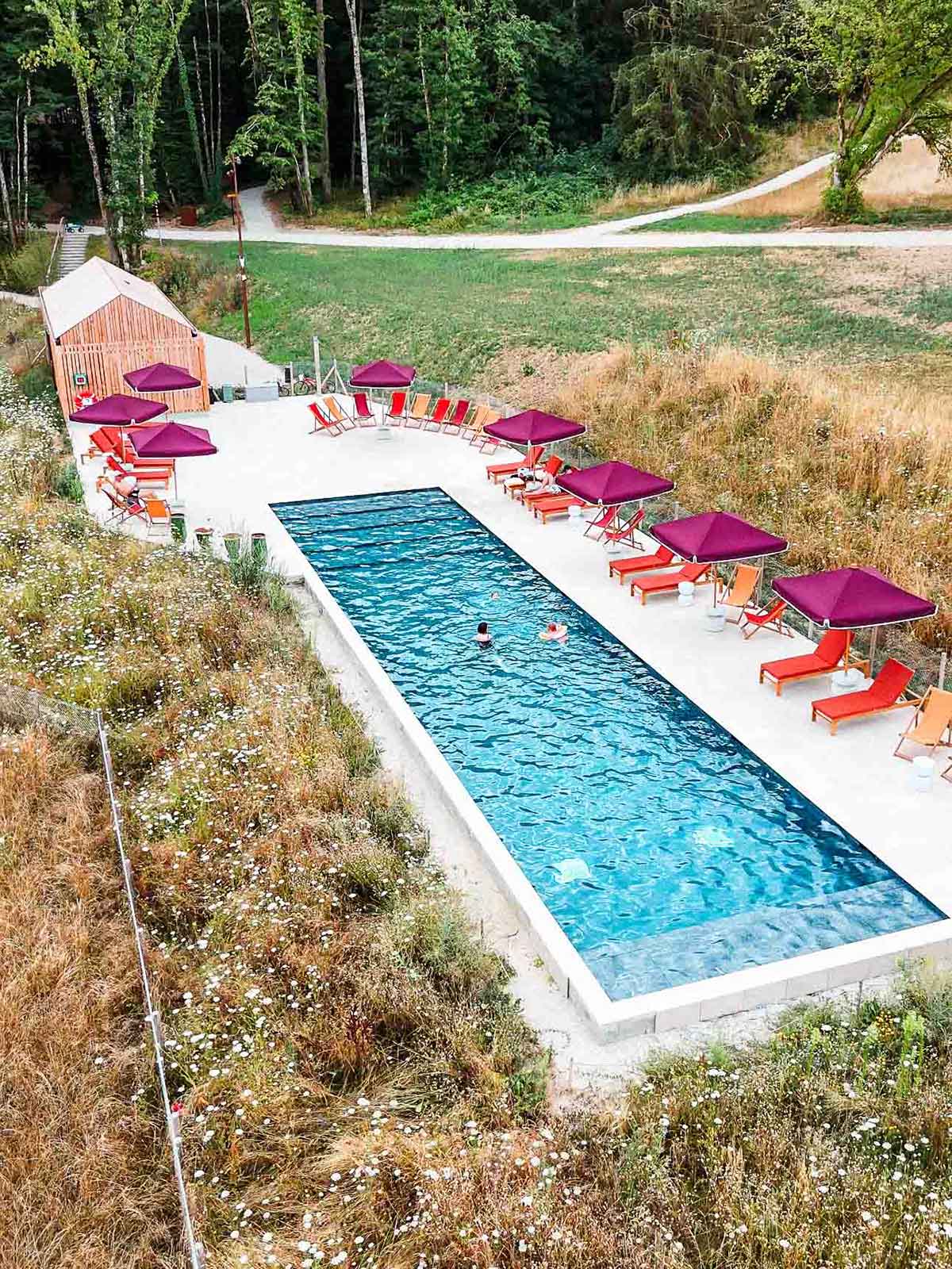 Outdoor pool at Repere Sauvage.