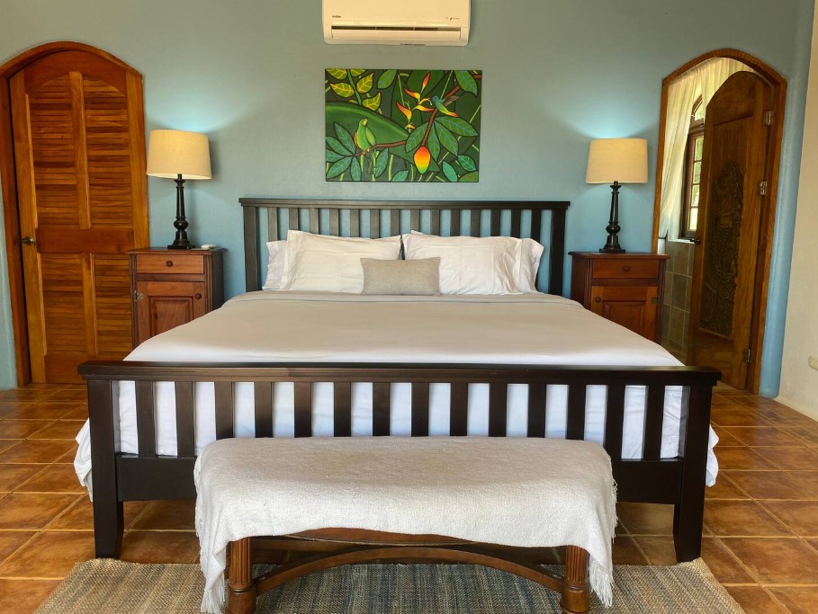 Double bed at fairytale house in Costa Rica.
