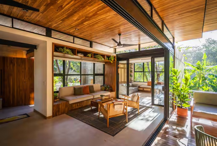 Living room at Elegant Jungle Escape in Nosara.