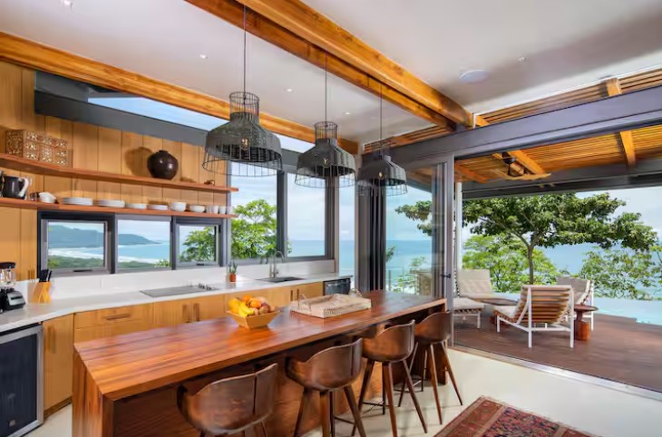 Open kitchen at luxury villa in Malpais, Costa Rica.