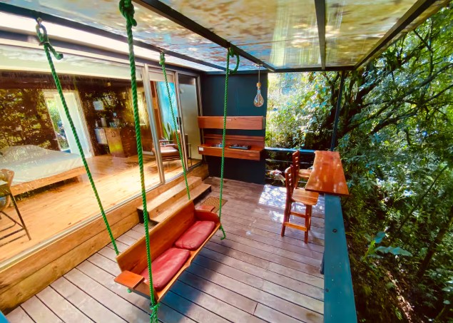 Swing at a private room in nature lodge in Quesada, Costa Rica.